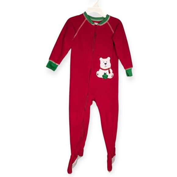 Carter's Christmas/Holiday Fleece Footed Pajamas w/Polar Bear Accent Size 3T - Picture 1 of 7